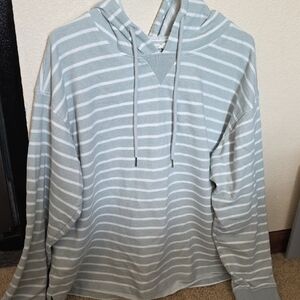 Maurices Light Blue Striped Hoodie